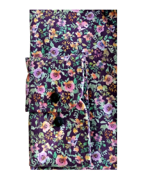 eterna Slim Fit Langarmhemd lila dunt Floralprint