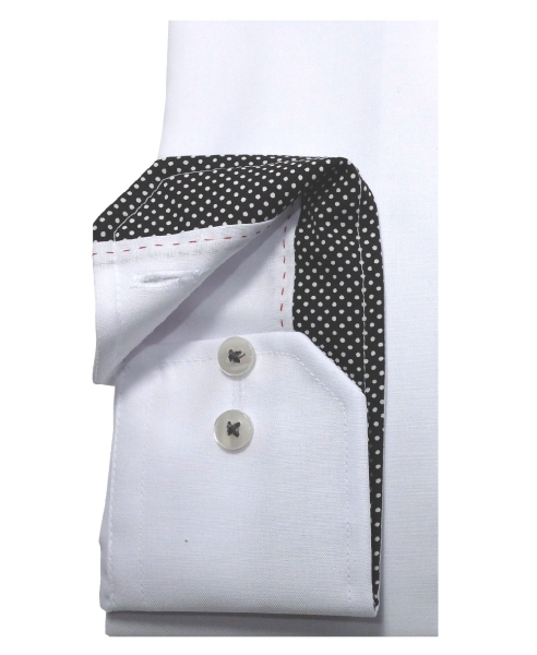 eterna Slim Fit Langarmhemd in weiss Patches schwarz Print