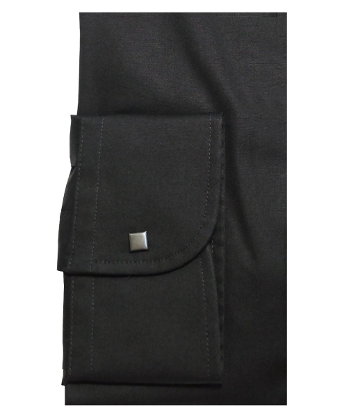 eterna Slim Fit Stretch Langarmhemd in schwarz mit Druckknopfverschluss