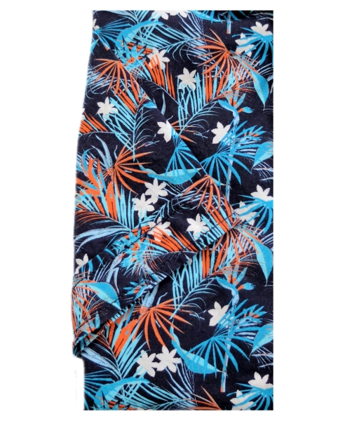 Casa Moda Casual Fit Kurzarm dunkelblau orange aqua Floralmotiv