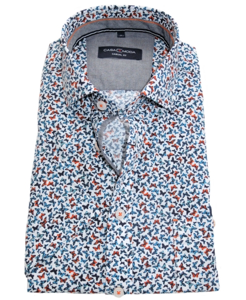 Casa Moda Casual Fit Kurzarm weiss blau orange Print Schmetterlinge