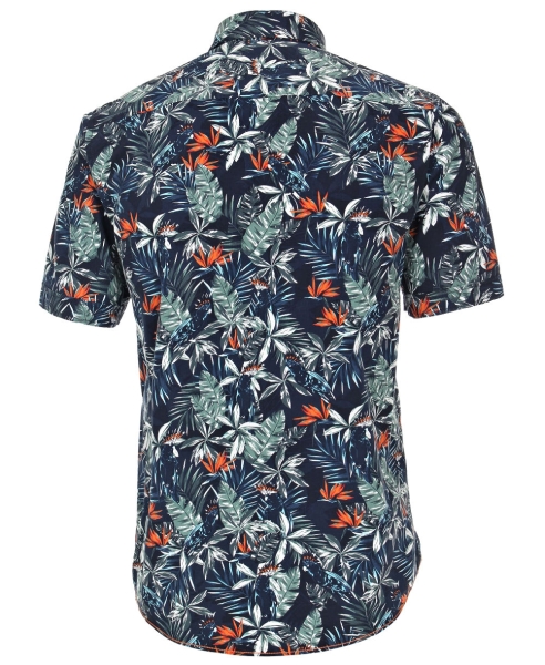 Casa Moda Casual Fit Kurzarmhemd dunkelblau orange grün weiss Naturprint