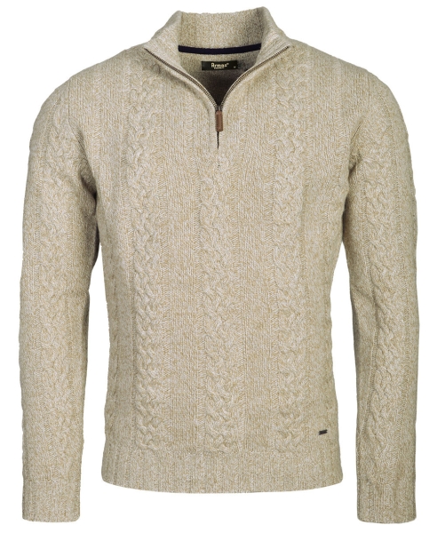 ARMAS Troyer Stehkragen Pullover Zopf-Glatt-Strick Wool Blend mit Zipper in beige