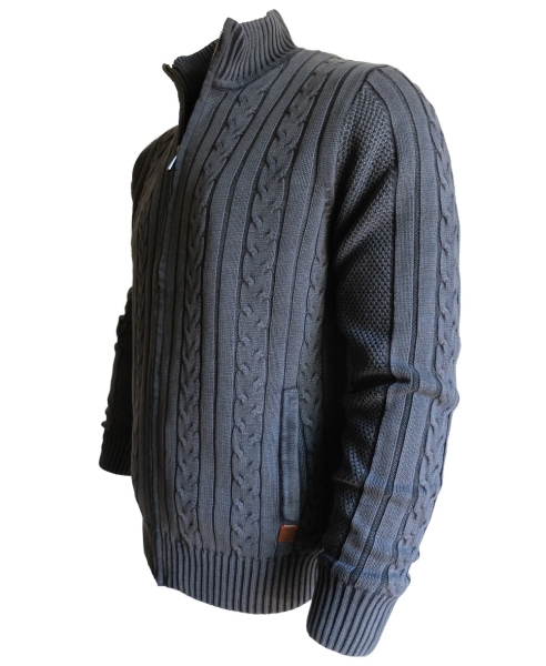 Baileys Strick Cardigan Garmed Wash mit Zopfmuster gefüttert in blau