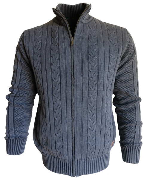 Baileys Strick Cardigan Garmed Wash mit Zopfmuster gefüttert in blau