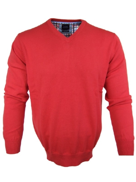 Baileys Regular Fit V-Neck Pullover in rot Feinstrick