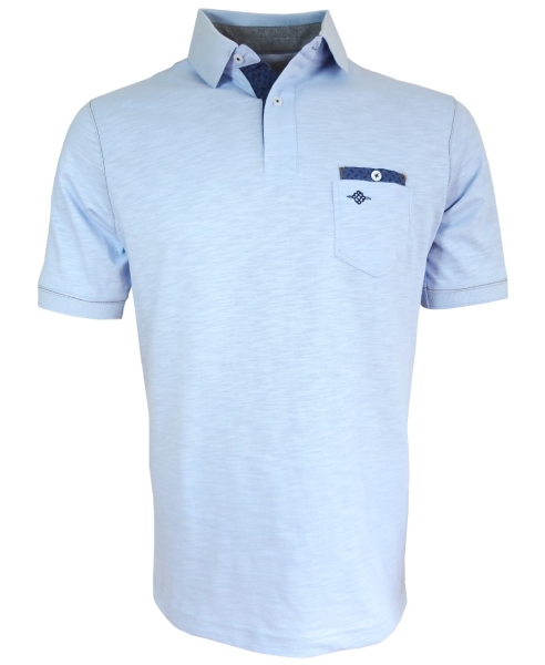 Baileys Polo Shirt Flammgarn hellblau mit Brusttasche