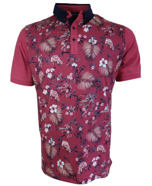 Baileys Polo Shirt Floralprint in beere weiss blau