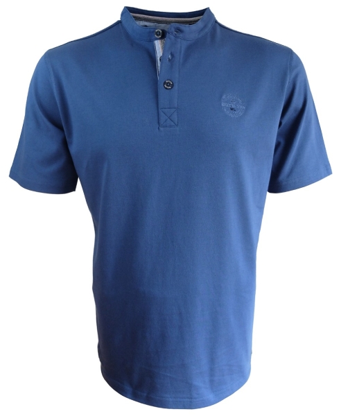 Baileys Henley T-Shirt in blau mit Knopfleiste und Sticklogo