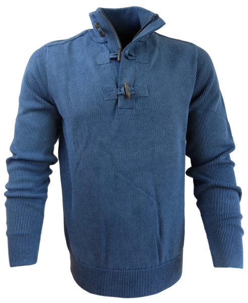 Baileys Stehkragenpullover Troyer indigo mit Reißer und Knebelknöpfen