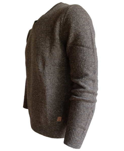 Baileys V-Neck Tweed Pullover in braun melange