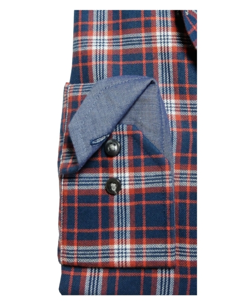 Ben Green Langarmhemd Flanell in dunkelblau weiss rot Karo