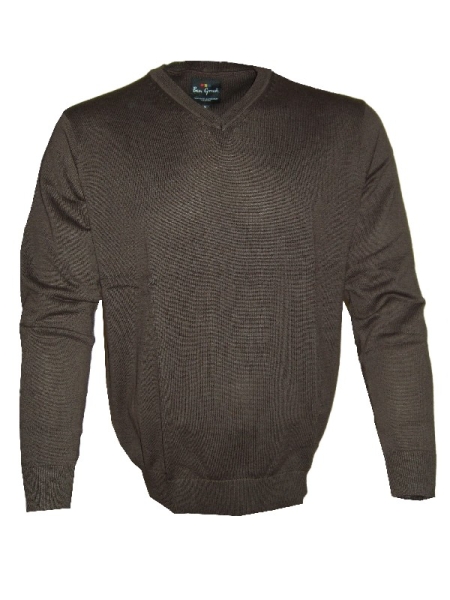 Ben Green V-Neck Pullover Classic in moccabraun