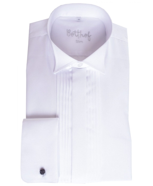 Botthof Galahemd Slim Fit 85 in weiss Brustfalten und Kläppchenkragen