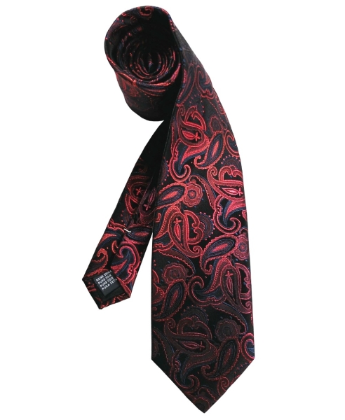 Carissimo elegante Seidenkrawatte schwarz rot Paisleys