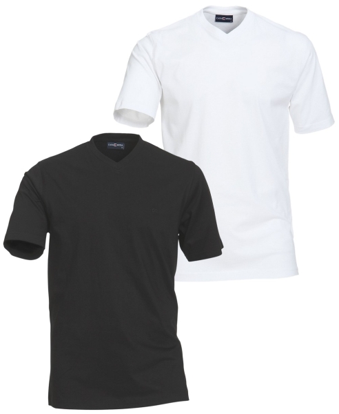 Casa Moda V-Neck Shirt Doppelpack in weiss und schwarz