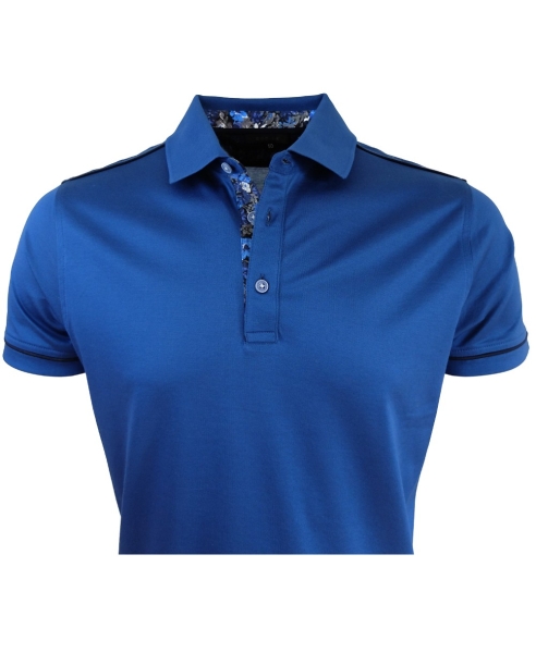 Codice merceresiertes Polo Shirt in kobaltblau mit floralem Besatz