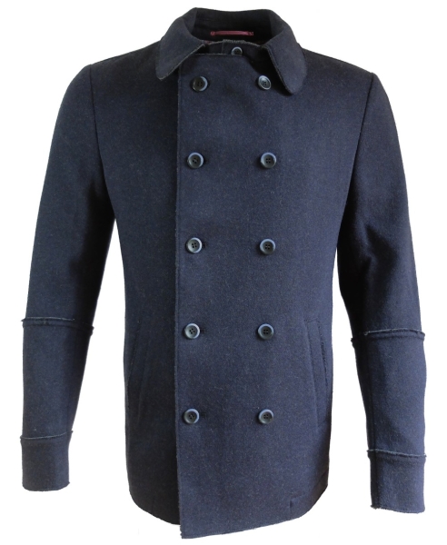 Geb. Weis maskuliner Caban Pea Coat dunkelblau