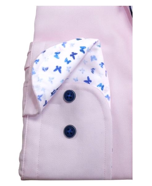 Giordano Langarmhemd Modern Fit rosa mit weiss bunten Patches