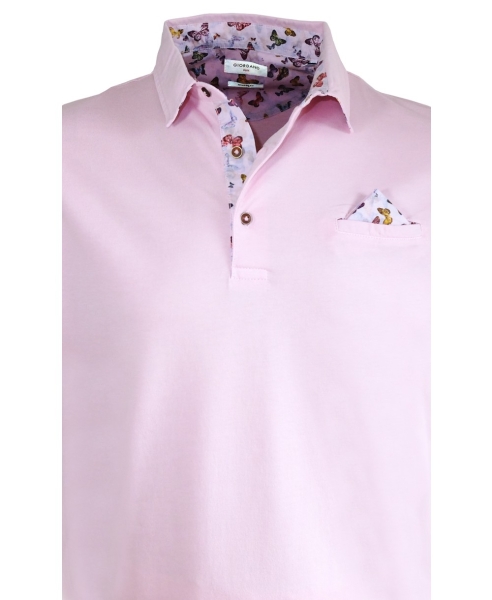 Giordano Polo Shirt mit Brusttasche und Ziertuch in rosa