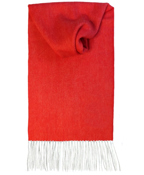 Hemley Schal Wolle Kaschmir in rot melange Fransen wollweiss 30x185 cm