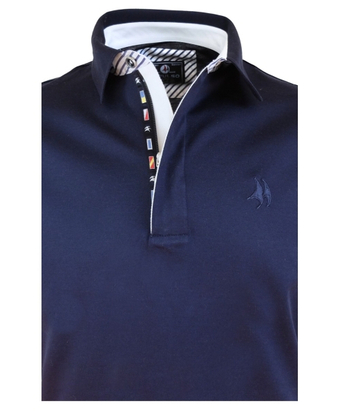 Impulso Poloshirt Sailing in dunkelblau mit Zipper und Stickerei