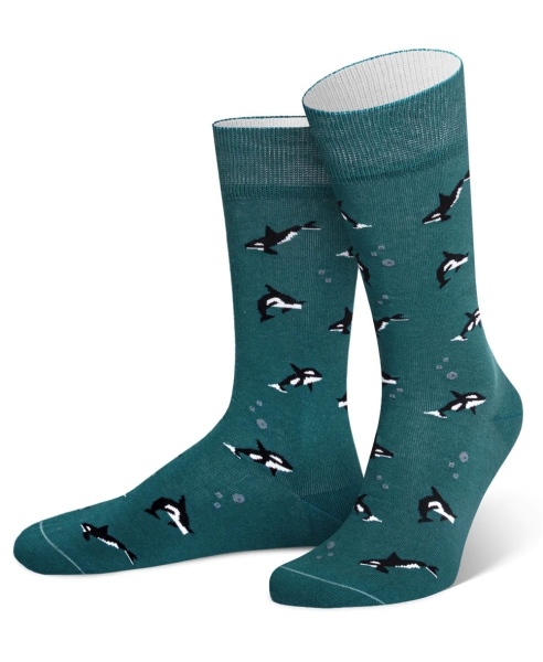 von Jungfeld 1 Paar Socken Orca in petrol Motiv Schwertwal