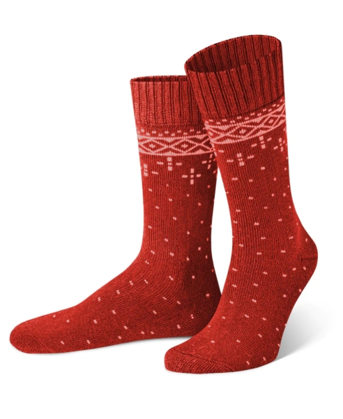 von Jungfeld 1 Paar dicke Herrensocken Wintermotiv Rodsand