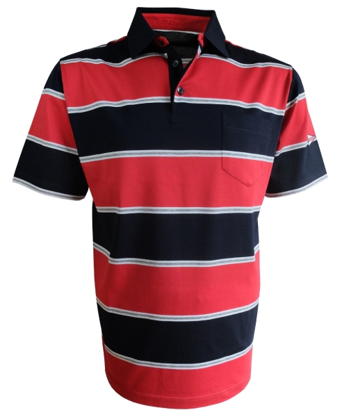 Maselli edles Poloshirt Blockstreifendesign in marine rot