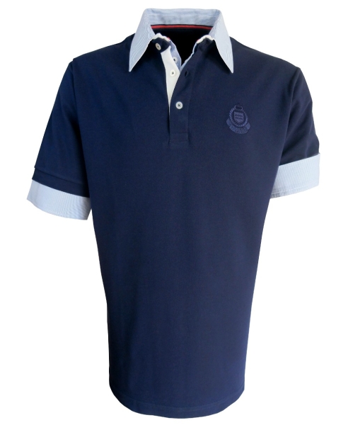 Maselli Piqué Poloshirt in marine mit Hemdkrageneinsatz