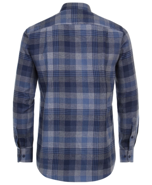 REDMOND Langarmhemd Flanell blau grau Karo Casual Comfort Fit