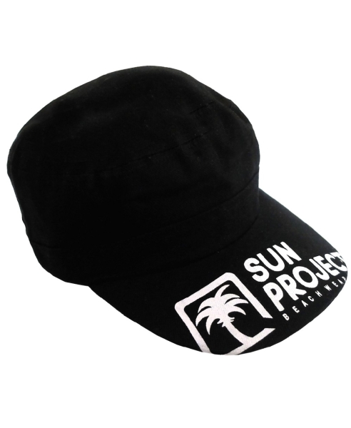 Sun Project Cap in schwarz mit Print in weiss