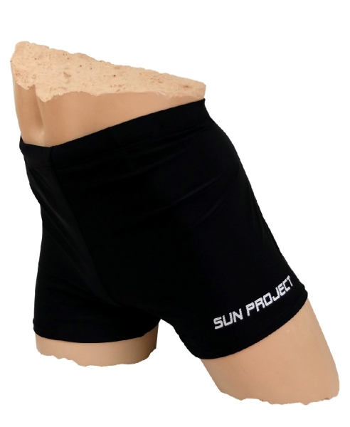 Sun Project Swim Pants in schwarz mit weissem Logoprint