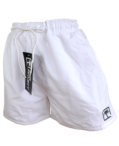 Sun Project Swim Shorts weiss mit Sticklabel in silbergrau