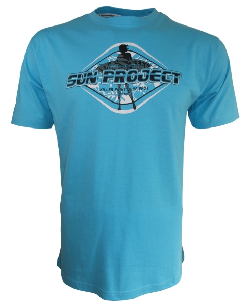 Sun Project Shirt Beach Wear in türkis mit Surferprint