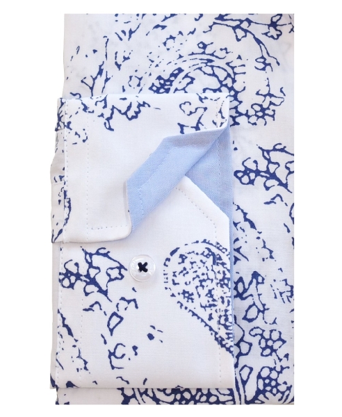 Venti Langarmhemd Edition Slim Fit in weiss Paisleys Print blau