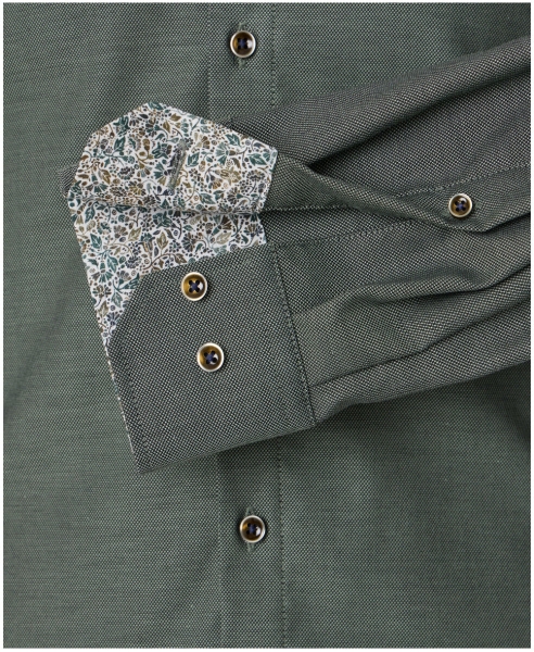 Venti Modern Fit Langarmhemd in grün Struktur Patches floral