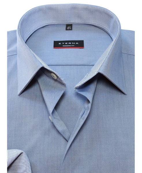 eterna Modern Fit Langarmhemd Chambray in blau melange