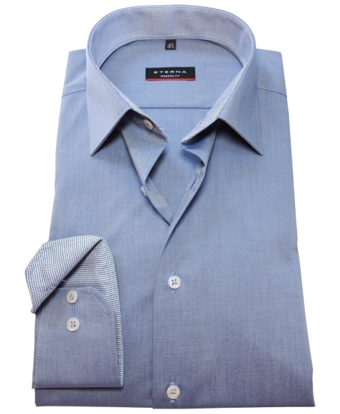 eterna Modern Fit Langarmhemd Chambray in blau melange