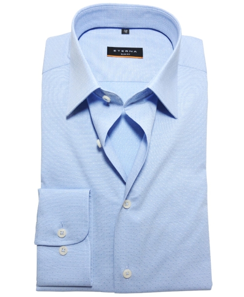 eterna Slim Fit Langarmhemd hellblau Minidesign Ton in Ton