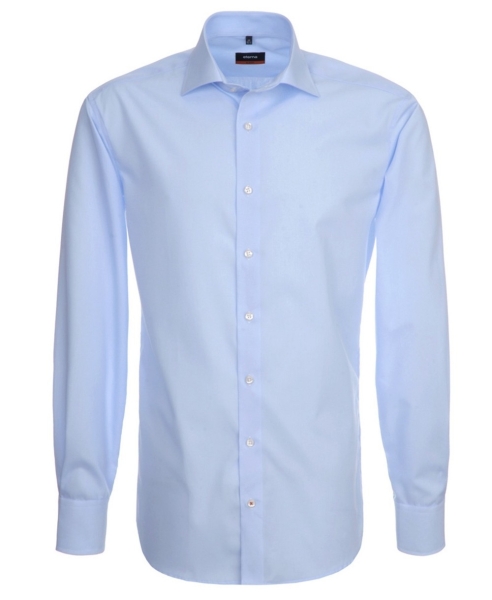 eterna Slim Fit Langarm Uni Popeline in hellblau