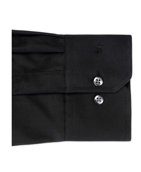 eterna Slim Fit Langarm Uni Popeline in schwarz