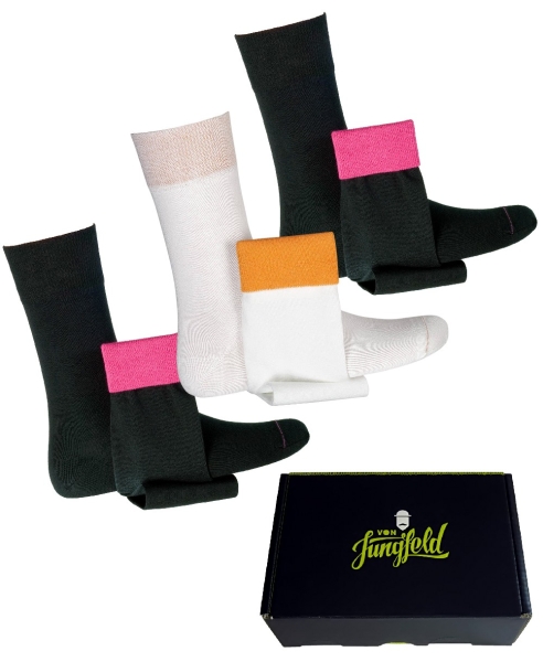 von Jungfeld 3er Box Herrensocken schwarz weiss