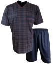Isa bodywear Kurz Pyjama Short in dunkelblau rot braun